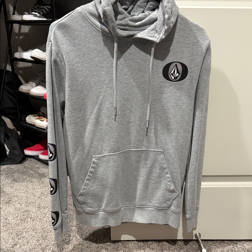 Volcom Light Gray Hoodie with Logo Accents
